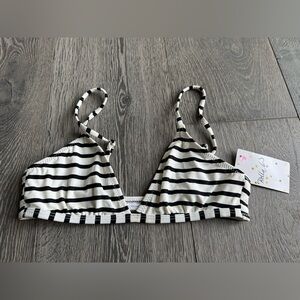 Bella B Stripe Bralette in Black/White Size Medium